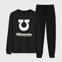 Костюм хлопковый мужской Ультрамарины винтаж лого, цвет: черный