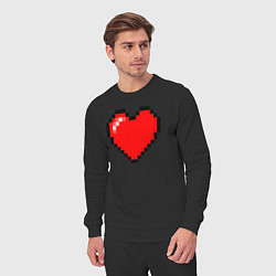 Костюм хлопковый мужской Пиксельное сердце-здоровье - Красный, цвет: черный — фото 2
