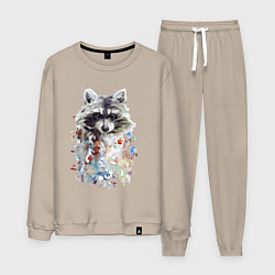 Мужской костюм Мордочка енота - акварель