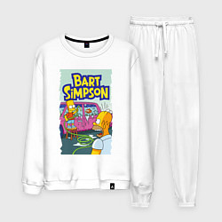 Костюм хлопковый мужской Барт Симпсон устроил из автомобиля аквариум, цвет: белый
