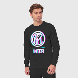 Костюм хлопковый мужской Inter FC в стиле glitch, цвет: черный — фото 2