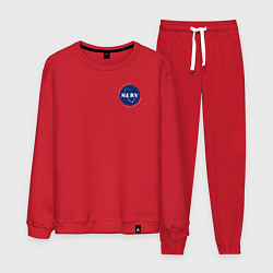 Костюм хлопковый мужской NASA NERV Evangelion - little logo, цвет: красный