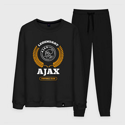 Костюм хлопковый мужской Лого Ajax и надпись legendary football club, цвет: черный