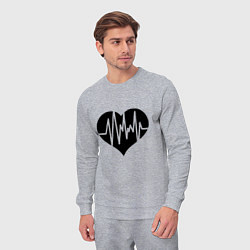 Костюм хлопковый мужской Кардиограмма сердца, цвет: меланж — фото 2