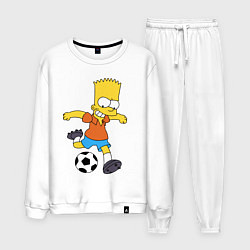 Костюм хлопковый мужской Барт Симпсон бьёт по футбольному мячу, цвет: белый