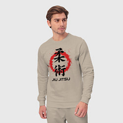 Костюм хлопковый мужской Jiu jitsu red splashes logo, цвет: миндальный — фото 2