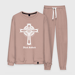 Костюм хлопковый мужской Black sabbath крест, цвет: пыльно-розовый