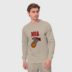 Костюм хлопковый мужской Basketball - NBA logo, цвет: миндальный — фото 2