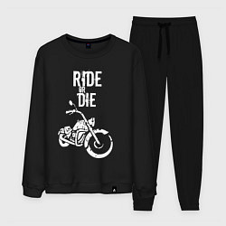 Костюм хлопковый мужской Ride or Die винтаж, цвет: черный