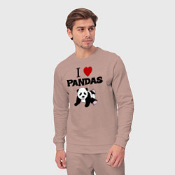 Костюм хлопковый мужской I love Panda - люблю панд, цвет: пыльно-розовый — фото 2