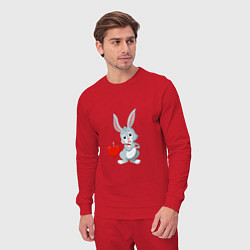 Костюм хлопковый мужской Влюблённый кролик, цвет: красный — фото 2