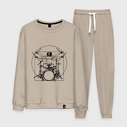 Костюм хлопковый мужской Vitruvian drummer, цвет: миндальный