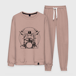 Костюм хлопковый мужской Vitruvian drummer, цвет: пыльно-розовый