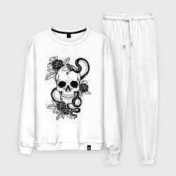 Костюм хлопковый мужской Калавера - мексиканский символ Дня мертвых, цвет: белый
