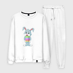 Костюм хлопковый мужской Книжный кролик, цвет: белый