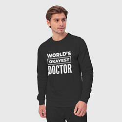 Костюм хлопковый мужской Worlds okayest doctor, цвет: черный — фото 2