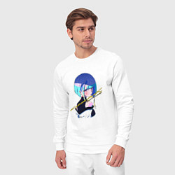 Костюм хлопковый мужской Люси в профиль - Киберпанк, цвет: белый — фото 2