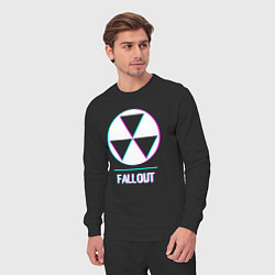 Костюм хлопковый мужской Fallout в стиле glitch и баги графики, цвет: черный — фото 2