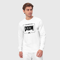 Костюм хлопковый мужской Doom gaming champion: рамка с лого и джойстиком, цвет: белый — фото 2
