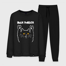Костюм хлопковый мужской Iron Maiden rock cat, цвет: черный