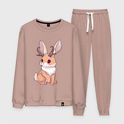 Костюм хлопковый мужской Кролик с рожками - кролик олень, цвет: пыльно-розовый