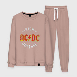 Костюм хлопковый мужской AC-DC Высокое напряжение, цвет: пыльно-розовый