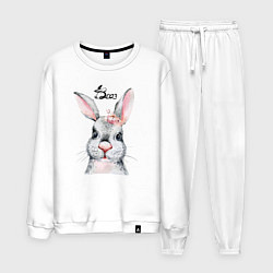 Костюм хлопковый мужской Кролик - символ 2023 года, цвет: белый