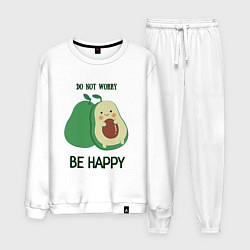 Костюм хлопковый мужской Dont worry be happy - avocado, цвет: белый