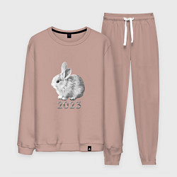 Мужской костюм Новогодний белый кролик, символ 2023 года