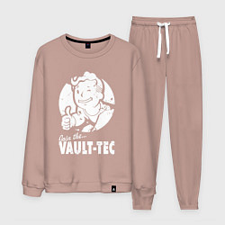 Костюм хлопковый мужской Vault boy - join the vault tec, цвет: пыльно-розовый