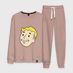 Костюм хлопковый мужской Vault boy head, цвет: пыльно-розовый