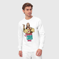 Костюм хлопковый мужской Jesus Christ love u, цвет: белый — фото 2