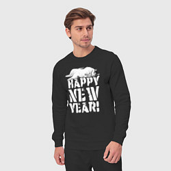 Костюм хлопковый мужской Happy new year - кошечка, цвет: черный — фото 2