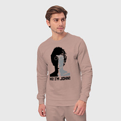 Костюм хлопковый мужской Джон Леннон - портрет, цвет: пыльно-розовый — фото 2