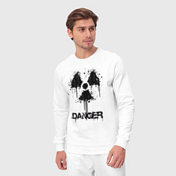 Костюм хлопковый мужской Danger radiation symbol, цвет: белый — фото 2