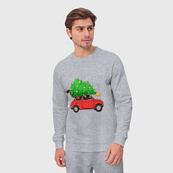 Костюм хлопковый мужской Новогодняя машина с праздничной елкой, цвет: меланж — фото 2