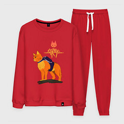 Костюм хлопковый мужской Stray - cat logo, цвет: красный