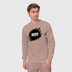 Костюм хлопковый мужской Happy new year 2023 brush, цвет: пыльно-розовый — фото 2