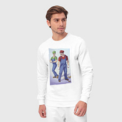 Костюм хлопковый мужской Марио и Луиджи - крутые чуваки - стилизация, цвет: белый — фото 2