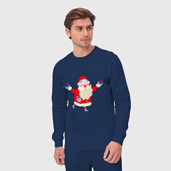 Костюм хлопковый мужской Дед Мороз на роликах, цвет: тёмно-синий — фото 2