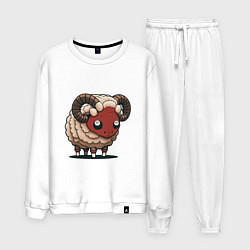 Костюм хлопковый мужской Сюрреалистичный, кудрявый баран, цвет: белый