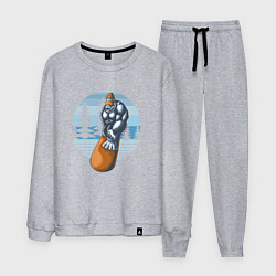 Мужской костюм Йети на сноуборде Снежный человек катается на сноу