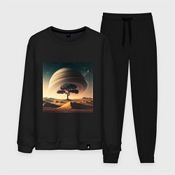Костюм хлопковый мужской Дерево на марсе и сатурн, цвет: черный