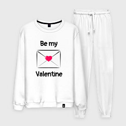 Костюм хлопковый мужской Be my valentine - валентинка, цвет: белый