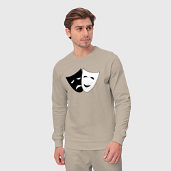 Костюм хлопковый мужской Театральные маски грусти и радости, цвет: миндальный — фото 2