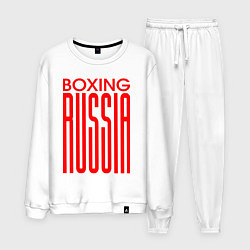 Костюм хлопковый мужской Бокс Российская сборная, цвет: белый