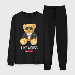 Костюм хлопковый мужской Like a boss мишка, цвет: черный