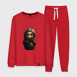 Костюм хлопковый мужской Матрешка расписная, цвет: красный