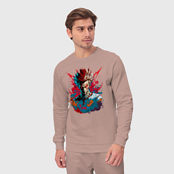 Костюм хлопковый мужской Аниме злодей, цвет: пыльно-розовый — фото 2