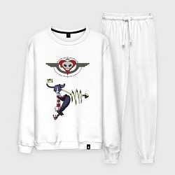 Костюм хлопковый мужской Сквигли и логотип игры, цвет: белый